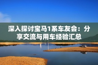 深入探讨宝马1系车友会：分享交流与用车经验汇总