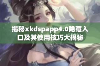 揭秘xkdspapp4.0隐藏入口及其使用技巧大揭秘